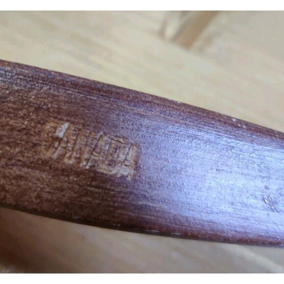 Vintage Wooden Salad Utensils Fork 12" Serving Set Made in Canada MCM Style Read - Picture 5 of 8